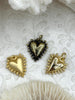 Image of Zinc Alloy Textured Heart Pendant, Small Heart Charm, Plated Zinc Alloy Heart Pendant, 18mm x 16.5mm, 7 Finishes Available, Fast Ship