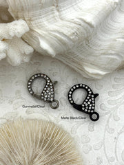Pave Rhinestone Large Lobster Claw Clasps 2 colors  30mm X 17mm LG Parrot Claw Clasp, Spring Hook Clasp, Fast Shipping