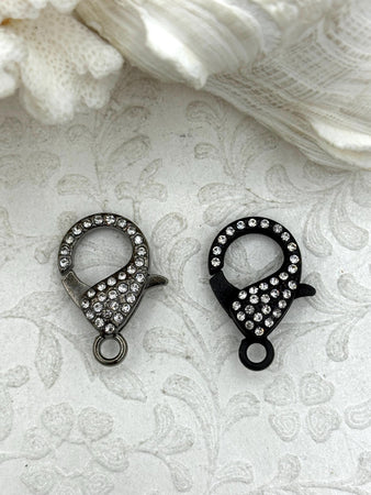 Pave Rhinestone Large Lobster Claw Clasps 2 colors 30mm X 17mm LG Parrot Claw Clasp, Spring Hook Clasp, Fast Shipping