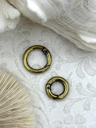 Zinc Alloy Spring Clasp, 2 sizes 15mm or 18.6mm, Bronze, Easy Open Spring, Gate Clasp, Necklace Building Extender. Charm Holder, Fast Ship