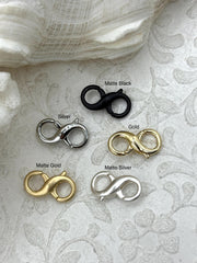 18mm Double Opening Infinity Figure 8 clasp for Easy Connectors, Spring Hook Lobster Clasp, Jewelry Clasps ,Brass Clasp,  colors Fast Ship