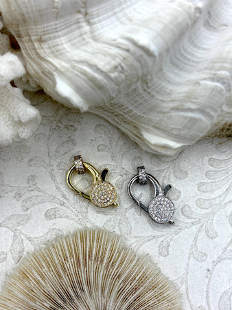 Pave CZ Lobster Claw Clasps 2 colors 23mm x 13mm, lobster clasp,double sided , Spring Hook Clasp, Gold, Silver or Gunmetal. Fast Shipping