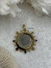Image of French Horticole De Dison Pendant, Horticole Coin Pendant, French Pendant, French Coin, Black Spike and Round CZ Accents Coin Fast Ship