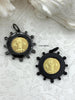 Image of L'abielle Bee Coin Pendant, French Bee Coin with Bezel, Bee Pendant, Gold Coin, 2 bezel colors, Fleur De Lis Coin, Fast Ship