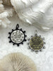 Image of L'abielle Bee Coin Pendant, French Bee Coin with Bezel, Bee Pendant, Silver or Bronze Coin, 2 bezel colors, Fleur De Lis Coin, Fast Ship