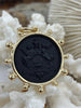 Image of French Coin Pendant, French Angel Life Insurance Replica Coin, Matte Black Coin, 2 bezel colors, French Art Deco Coin, Fast Ship