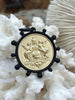 Image of French Coin Pendant, French Angel Life Insurance Replica Coin, Gold or Matte Gold Coin, Matte Black Bezel, French Art Deco Coin, Fast Ship