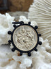 Image of French Coin Pendant, French Angel Life Insurance Replica Coin, Gold or Matte Gold Coin, Matte Black Bezel, French Art Deco Coin, Fast Ship