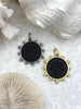Image of French Coin Pendant, French Angel Life Insurance Replica Coin, Matte Black Coin, 2 bezel colors, French Art Deco Coin, Fast Ship