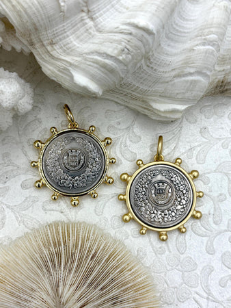 French Coin Pendant, French Union Horticole De Dison, Replica Coin with Bezel, French Medal, French Medallion Art Deco Coin, Fast Ship