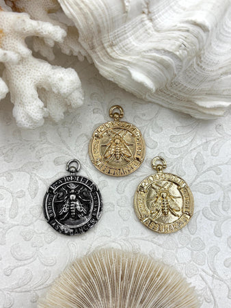 French Bee Coin Pendant, Assurance l'Abeille Medal W/Bail Founded 1857 30 mm, Replica Medals Assurance l'Abeille Medal with bail Fast Ship