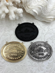 Vintage French Coin Replica Champagne Medallion Coin Pendant 47mm X 57mm, 3 Finishes Available, Champagne Coin, Champagne Pendant, Fast Ship
