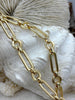 Image of Brass Mixed Link large Cable Chain Oval/Round sold by the foot. 8.5mm x 23mm. Wire 2mm. Electroplated brass, 6 finishes available. Fast ship