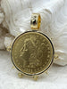 Image of Reproduction Coin Pendant, Morgan Peace Dollar Coin Pendant, Coin Bezel, Vintage Coin Pendant, Gold Coin, 2 bezel colors. Fast Ship