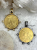 Image of Reproduction French Madagascar Medal Coin Pendant, Coin Bezel, French coin, Art Deco Coin, Gold Coin, 2 bezel colors. Fast Ship