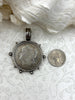 Image of Reproduction Coin Pendant, Morgan Peace Dollar Coin Pendant, Coin Bezel, Vintage Coin Pendant, Silver Coin, 3 bezel colors. Fast Ship