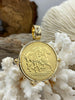 Image of French Horse Coin Pendant, Two Horses on Coin, Burnished Silver or Gold Bezel, Coin Bezel, French coin, Art Deco Coin, Gold Coin. Fast Ship