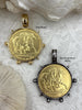 Image of French Horse Coin Pendant, Two Horses on Coin, Burnished Silver or Gold Bezel, Coin Bezel, French coin, Art Deco Coin, Gold Coin. Fast Ship