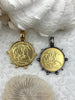 Image of French Horse Coin Pendant, Two Horses on Coin, Burnished Silver or Gold Bezel, Coin Bezel, French coin, Art Deco Coin, Gold Coin. Fast Ship