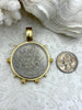 Image of Reproduction Peso Silver Coin Pendant, Coin Bezel, Mexican Coin, Horse Coin, Horse Pendant, Equestrian Pendant, Equestrian Coin. Fast Ship