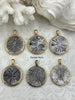 Image of Ancient Greek Reproduction Bee Coin Pendant, Compass Coin, Thistle Coin with bezel. Bee, Compass Pendant, 3 Bezels colors 28mm Fast Ship