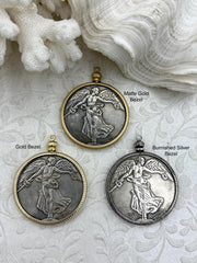 Reproduction French Commemorative Medal Coin Pendant 38mm, Coin Bezel, French coin, Art Deco Coin, Silver coin, 3 bezel colors. Fast Ship