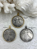 Image of Reproduction French Commemorative Medal Coin Pendant 38mm, Coin Bezel, French coin, Art Deco Coin, Silver coin, 3 bezel colors. Fast Ship