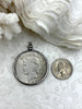 Image of Reproduction Coin Pendant 39mm, Coin Bezel, Liberty Coin, Vintage Coin, 3 bezel colors. Fast Shipping