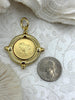 Image of Bulldogs coin, Bulldog Pendant, Bulldog Necklace, Game Day Glam,Collegiate, Coins, Dawgs, Go Dawgs, Georgia Bulldogs, Gold Bezel, Fast Ship
