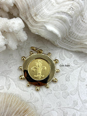 L'abielle Bee Coin Pendant, French Bee Coin with Bezel, Bee Pendant, Gold Coin, Gold bezel, Fleur De Lis Coin, Fast Ship