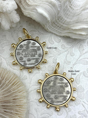 L'abielle Bee Coin Pendant, French Bee Coin with Bezel, Bee Pendant, Silver Coin,2 bezel colors, Fleur De Lis Coin, Fast Ship
