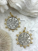 Image of L'abielle Bee Coin Pendant, French Bee Coin with Bezel, Bee Pendant, Silver Coin,2 bezel colors, Fleur De Lis Coin, Fast Ship
