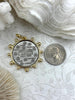 Image of L'abielle Bee Coin Pendant, French Bee Coin with Bezel, Bee Pendant, Silver Coin,2 bezel colors, Fleur De Lis Coin, Fast Ship