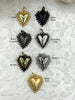 Image of Zinc Alloy Textured Heart Pendant, Small Heart Charm, Plated Zinc Alloy Heart Pendant, 18mm x 16.5mm, 7 Finishes Available, Fast Ship
