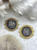 Image of REGNE Burnished Silver Coin, 3 Bezel Colors, French Reproduction Coin, Plated Brass and Zinc Alloy, French Art Deco Coin, Fast Ship