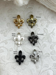 Brass Fleur De Lis Bale, Snap Bale, 6 finishes, Fleur De Lis Necklace Building Extender, 17mm x 13mm, Charm Holder, Fast Ship