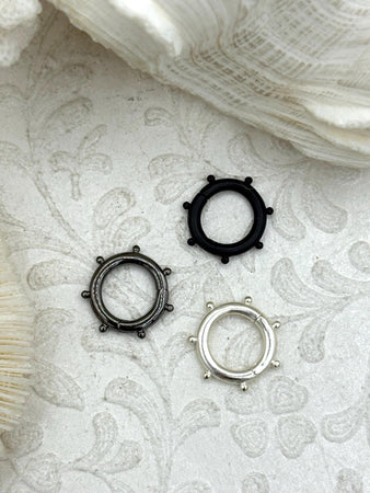 Brass Snap Clasp, Snap Circle with Dots, Round Snap Ring, Snap Gate Clasp, Necklace Building Extender, Charm Holder, FastShip WHOLESALE