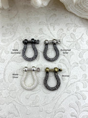 Pave U shape Clasp, U Lock Marine Shackle BRASS, Horseshoe Clasp, U Link Chain, Anchor Carabiner, Anchor Shackle, 4 finishes. Fast Ship