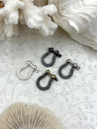 Pave U shape Clasp, U Lock Marine Shackle BRASS, Horseshoe Clasp, U Link Chain, Anchor Carabiner, Anchor Shackle, 4 finishes. Fast Ship