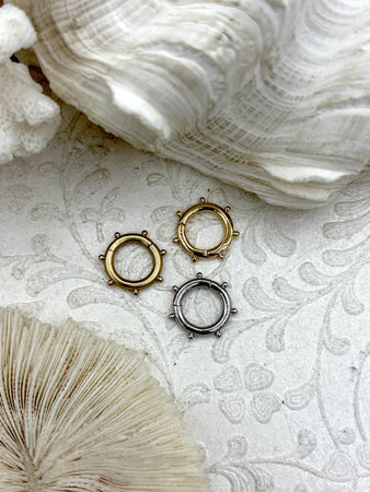 Brass Snap Clasp, Snap Circle with Dots, Round Snap Ring, Snap Gate Clasp, Necklace Building Extender, Charm Holder, FastShip WHOLESALE