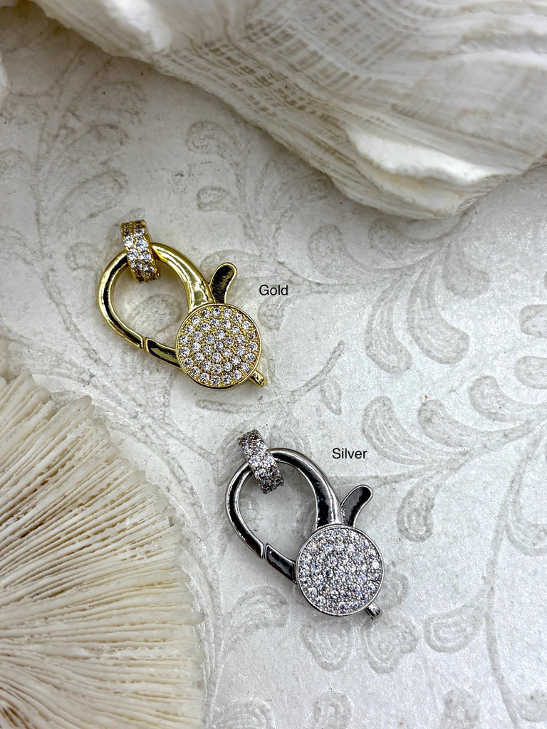 Pave CZ Lobster Claw Clasps colors 23mm x 13mm, lobster clasp