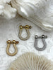 Image of Pave U shape Clasp, U Lock Marine Shackle BRASS, Horseshoe Clasp, U Link Chain, Anchor Carabiner, Anchor Shackle, 3 finishes. Fast Ship