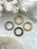 Image of Zinc Alloy Spring Clasp, 24mm Clasp, Textured Round Easy Open Spring Gate Clasp, Necklace Building, Circle Ring, Charm Holder, Fast Ship