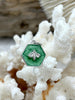 Image of Green Enamel Bee Pendants, Rhodium or Gold Bee Charm, Hexagon Charm w/Green Enamel, Enamel and Plated Brass, Green Bee Charm. Fast Ship.