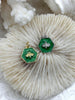 Image of Green Enamel Bee Pendants, Rhodium or Gold Bee Charm, Hexagon Charm w/Green Enamel, Enamel and Plated Brass, Green Bee Charm. Fast Ship.