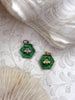 Image of Green Enamel Bee Pendants, Rhodium or Gold Bee Charm, Hexagon Charm w/Green Enamel, Enamel and Plated Brass, Green Bee Charm. Fast Ship.