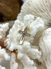 Image of Mother of Pearl Cross Charms, 2 Colors, Gold or Silver, Plated Brass and Mother of Pearl, 18mm x 11mm. Plated Brass Cross Charms. Fast Ship