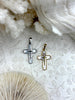 Image of Mother of Pearl Cross Charms, 2 Colors, Gold or Silver, Plated Brass and Mother of Pearl, 18mm x 11mm. Plated Brass Cross Charms. Fast Ship