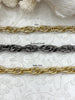 Image of Textured Chunky Triple Link Chain, Multilink Chain Oval, Statement Chain sold by the foot 13mm x 9.4mm. 3 finishes available. Fast Ship