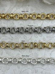 Mixed Link Cable Chain Electroplated Base Metal, Statement Chain By the foot. 10.5m big link, Matte Gold, Gold, Silver, 4 finishes Fast ship
